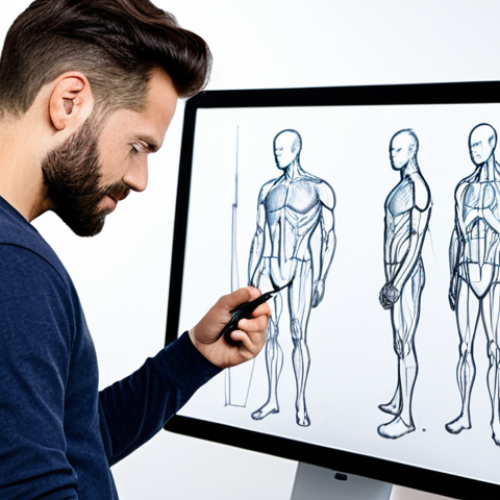 Home 4 제품디자인 자격증 시험 난이도 비교 - **Prompt:** A professional product designer in a modern studio, sketching ideas for a new gadget, we...
