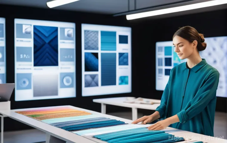 제품디자인 프로젝트 사례 분석 - **Prompt 1: AI-Powered Textile Design Studio**
    A bright, modern textile design studio where a di...
