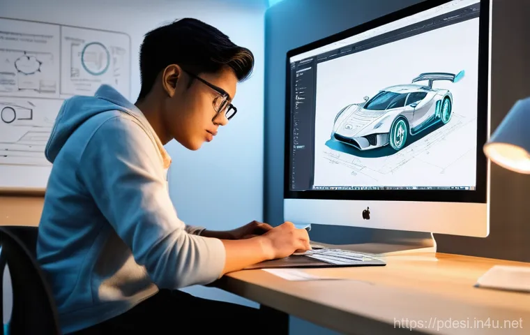 제품디자인 자격증 시험 기출문제 정리 - **A diligent product design student is deeply focused on their work in a modern, well-lit studio. On...