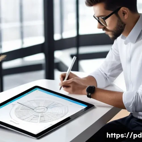 제품디자인 업무 효율을 높이는 도구 - **Prompt:** A product designer, casually dressed in smart business attire, intensely focused on a sl...
